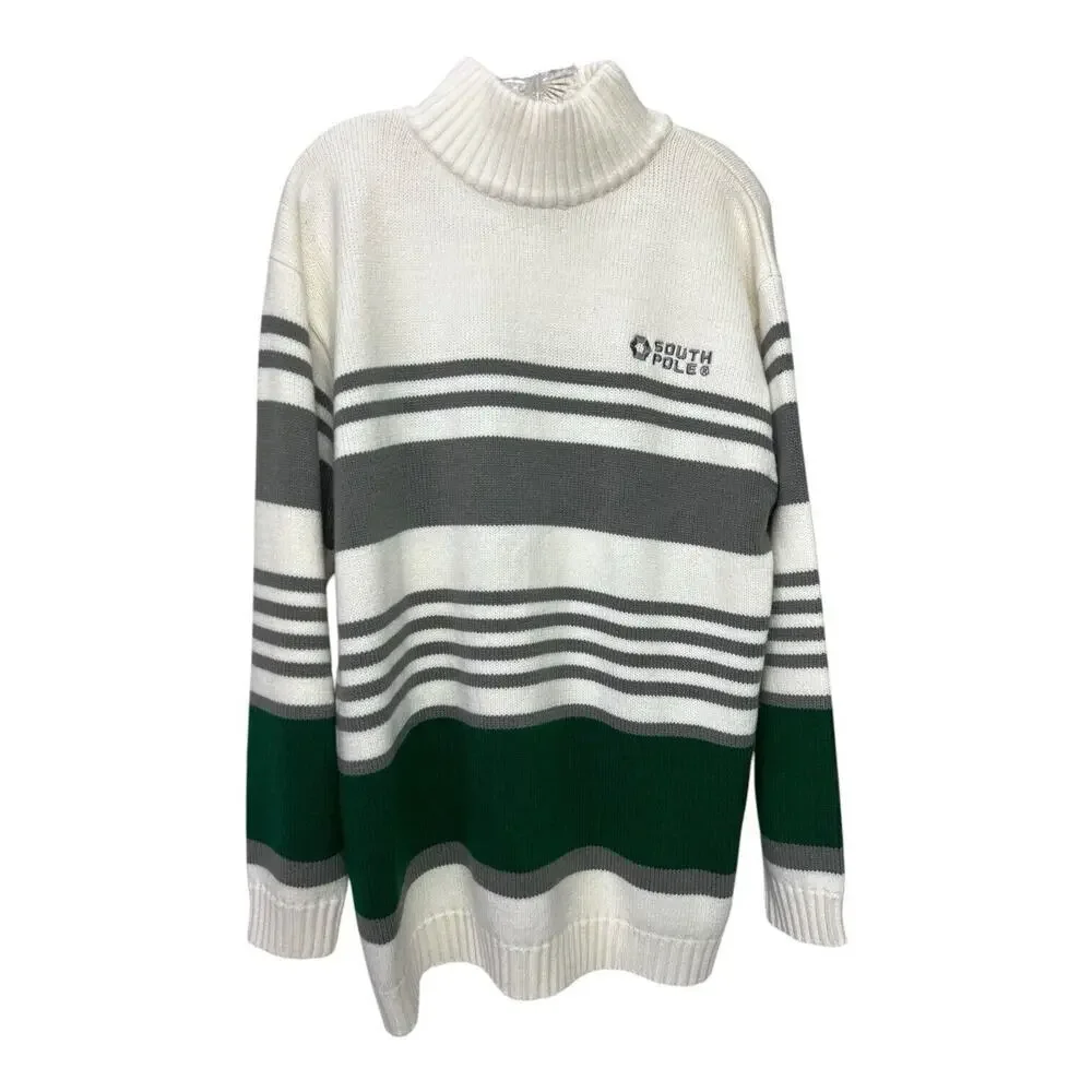 Vintage Y2K South Pole Men's Knit Logo TurtleNeck Sweater Size L